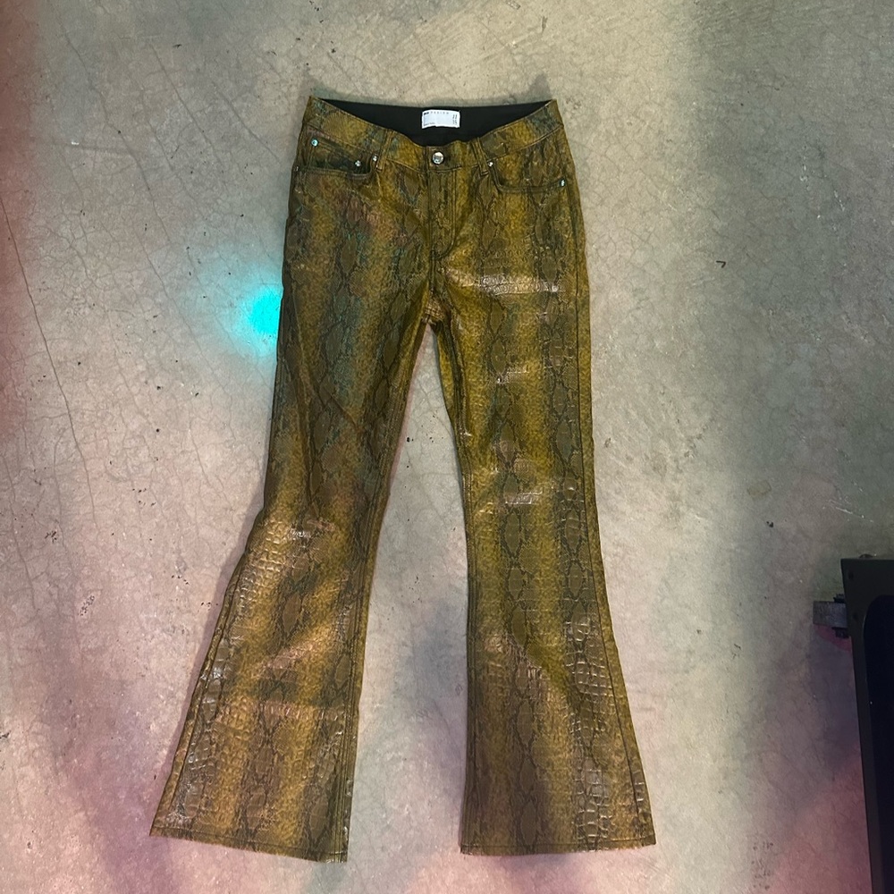 ASOS Gold Snake Print Bootcut Jeans